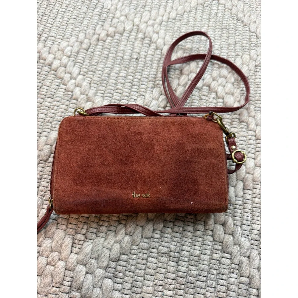 The Sak Crossbody Wallet Bag Women OS Patchwork Colorblock Suede Leather